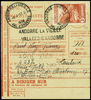 09 - mp - 3 - mandat-carte n°1418 n°74 obl cad horoplan andorre la vieille val d’andorre (13.12.1938)